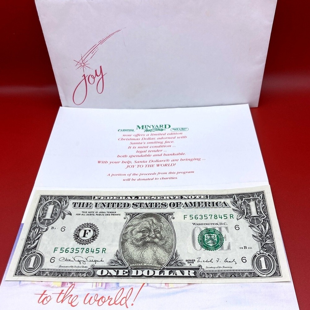 Minyard Christmas Dollar Santa Uncirculated 1988 Joy To The World